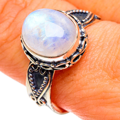 Rainbow Moonstone Rings handcrafted by Ana Silver Co - RING84919