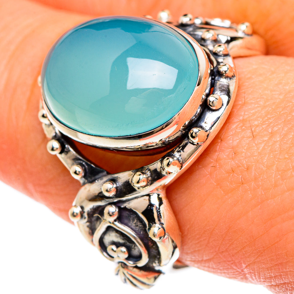Aqua Chalcedony Rings handcrafted by Ana Silver Co - RING84925