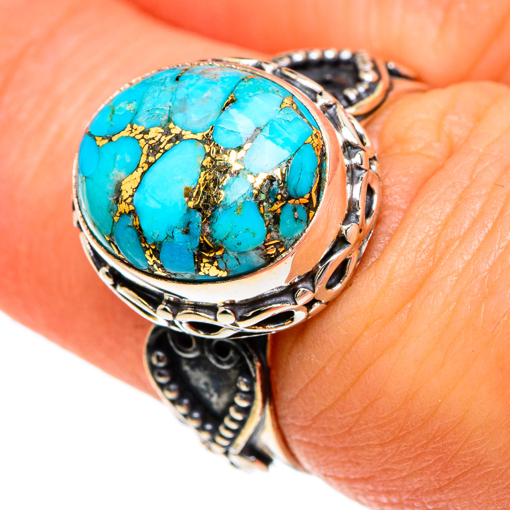 Blue Copper Composite Turquoise Rings handcrafted by Ana Silver Co - RING84930