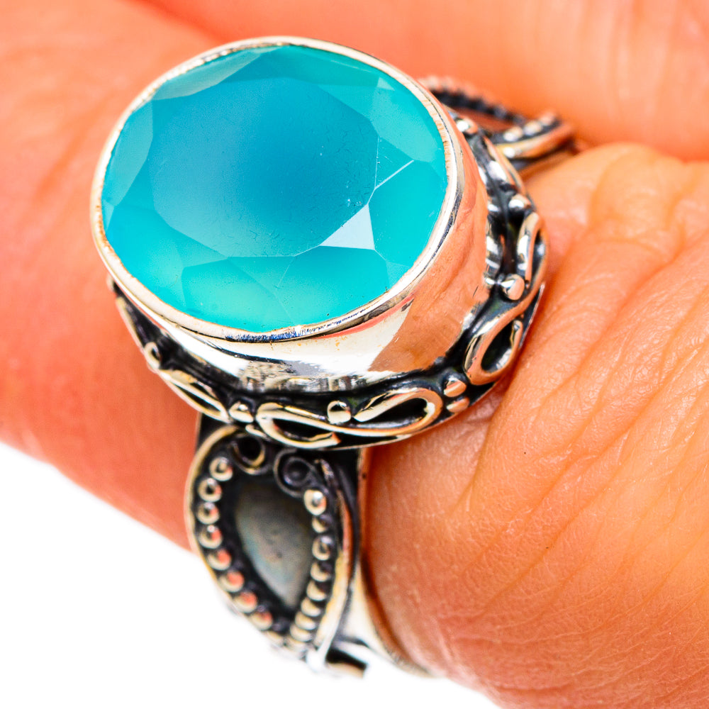 Aqua Chalcedony Rings handcrafted by Ana Silver Co - RING84975