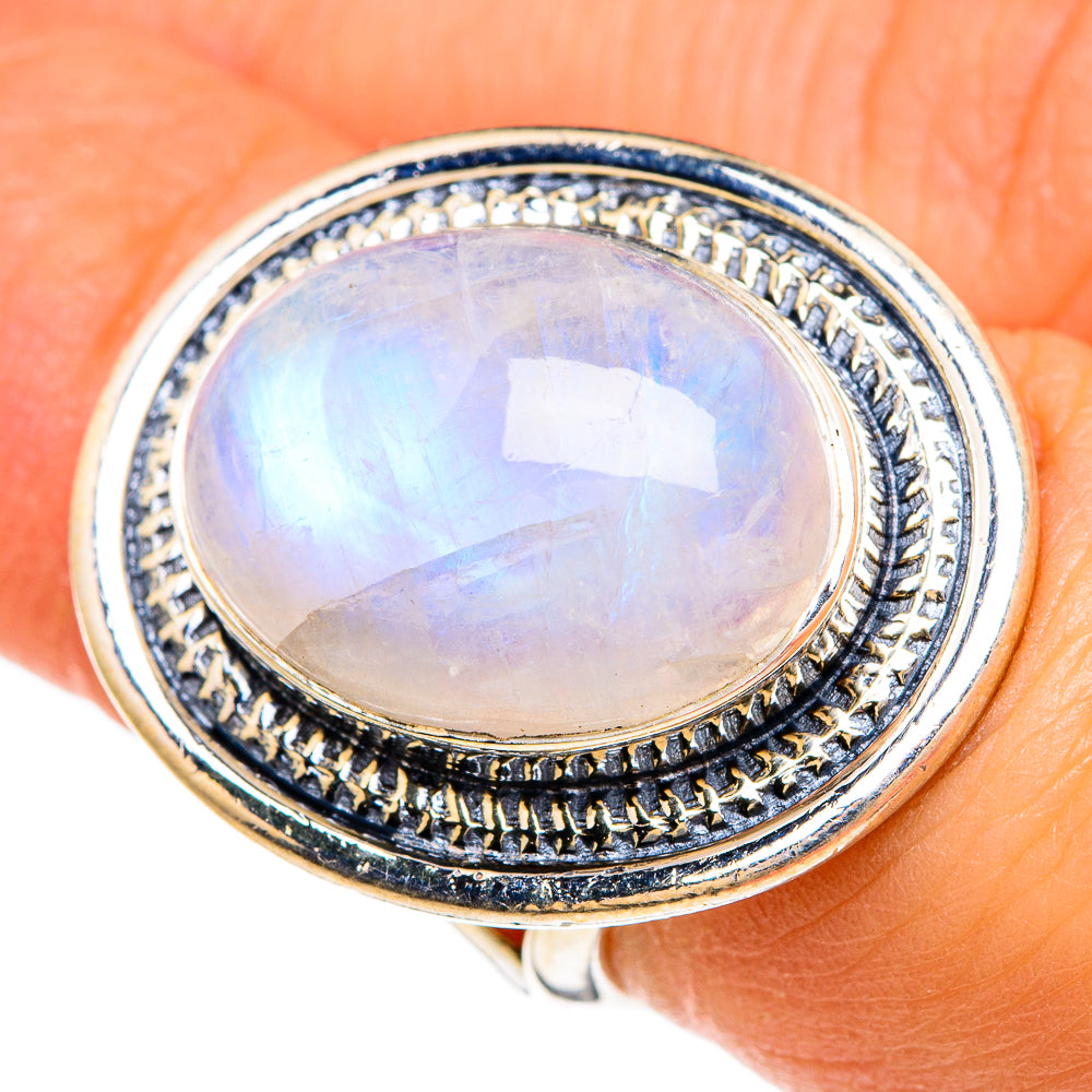 Rainbow Moonstone Rings handcrafted by Ana Silver Co - RING85008