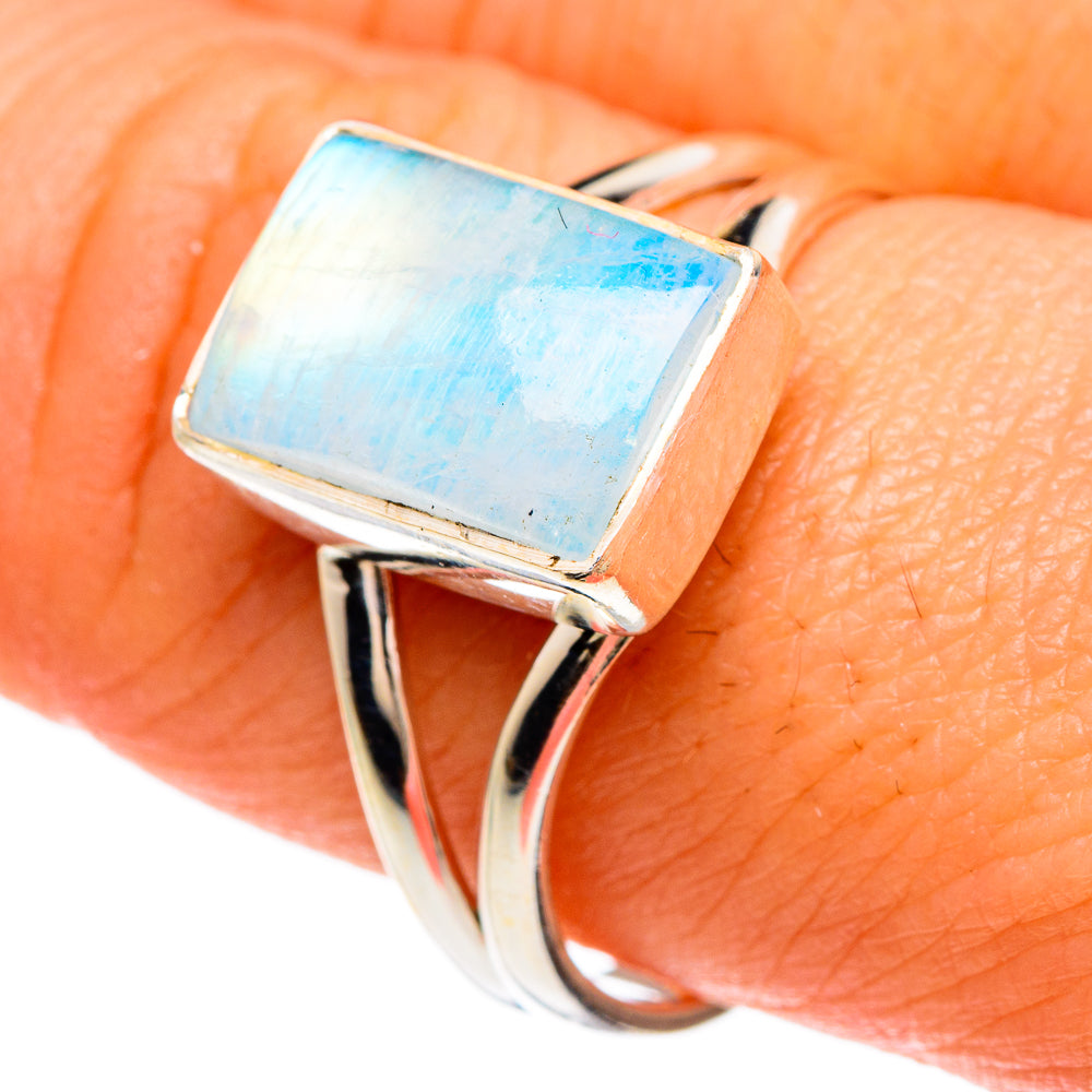 Rainbow Moonstone Rings handcrafted by Ana Silver Co - RING85026