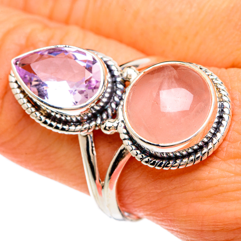Rose Quartz, Kunzite Rings handcrafted by Ana Silver Co - RING85044