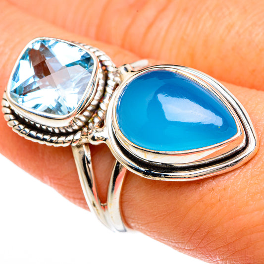 Chalcedony, Blue Topaz Rings handcrafted by Ana Silver Co - RING85046