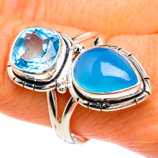 Chalcedony, Blue Topaz Rings handcrafted by Ana Silver Co - RING85049