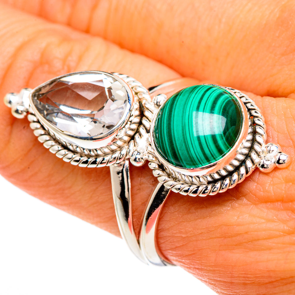 Malachite, White Quartz Rings handcrafted by Ana Silver Co - RING85051