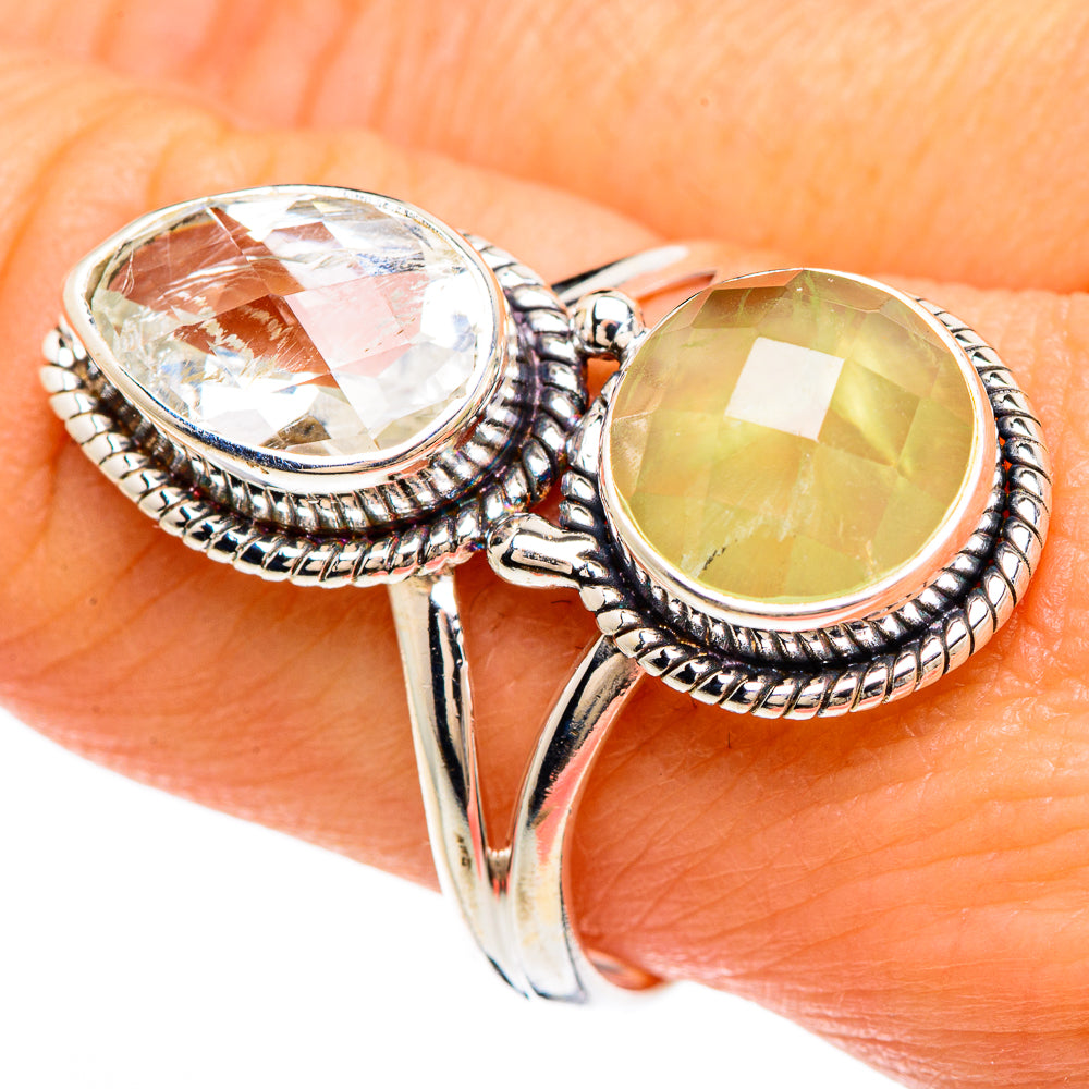 Prehnite, White Quartz Rings handcrafted by Ana Silver Co - RING85052