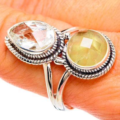 Prehnite, White Quartz Rings handcrafted by Ana Silver Co - RING85052