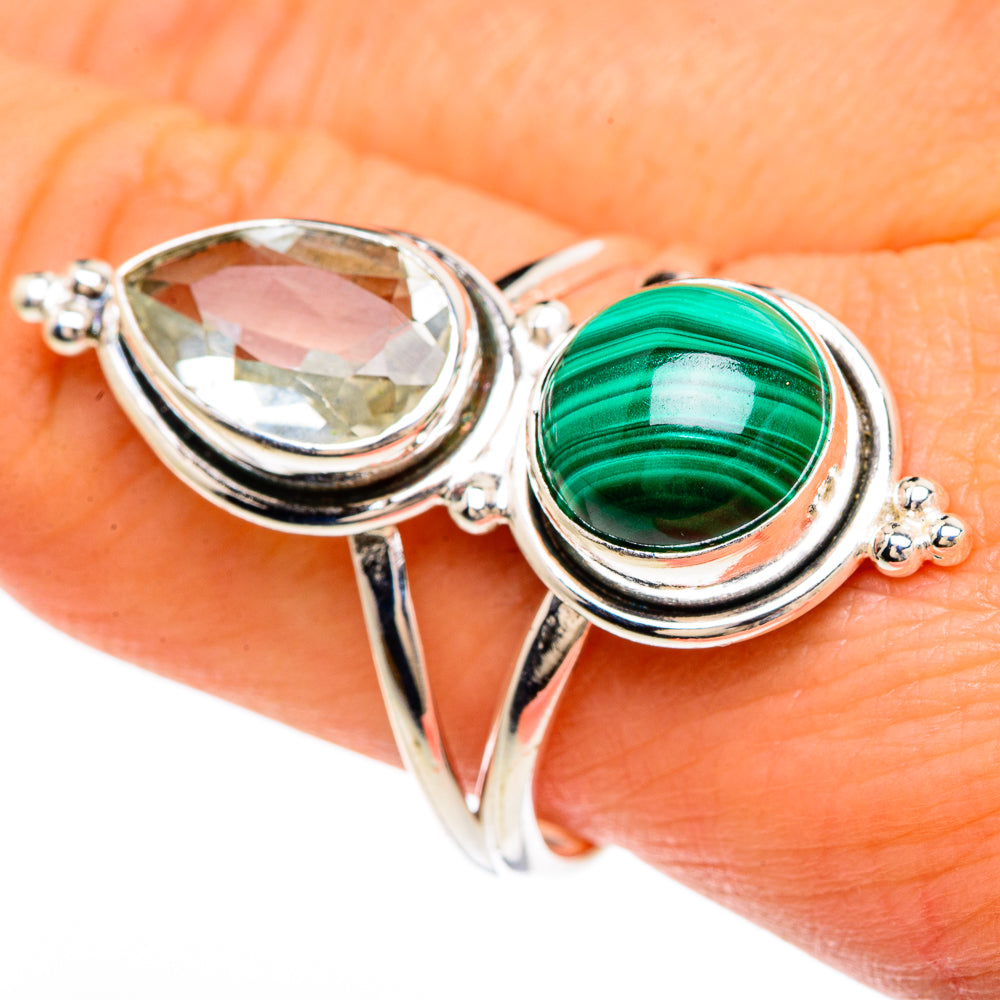 Malachite, White Quartz Rings handcrafted by Ana Silver Co - RING85054