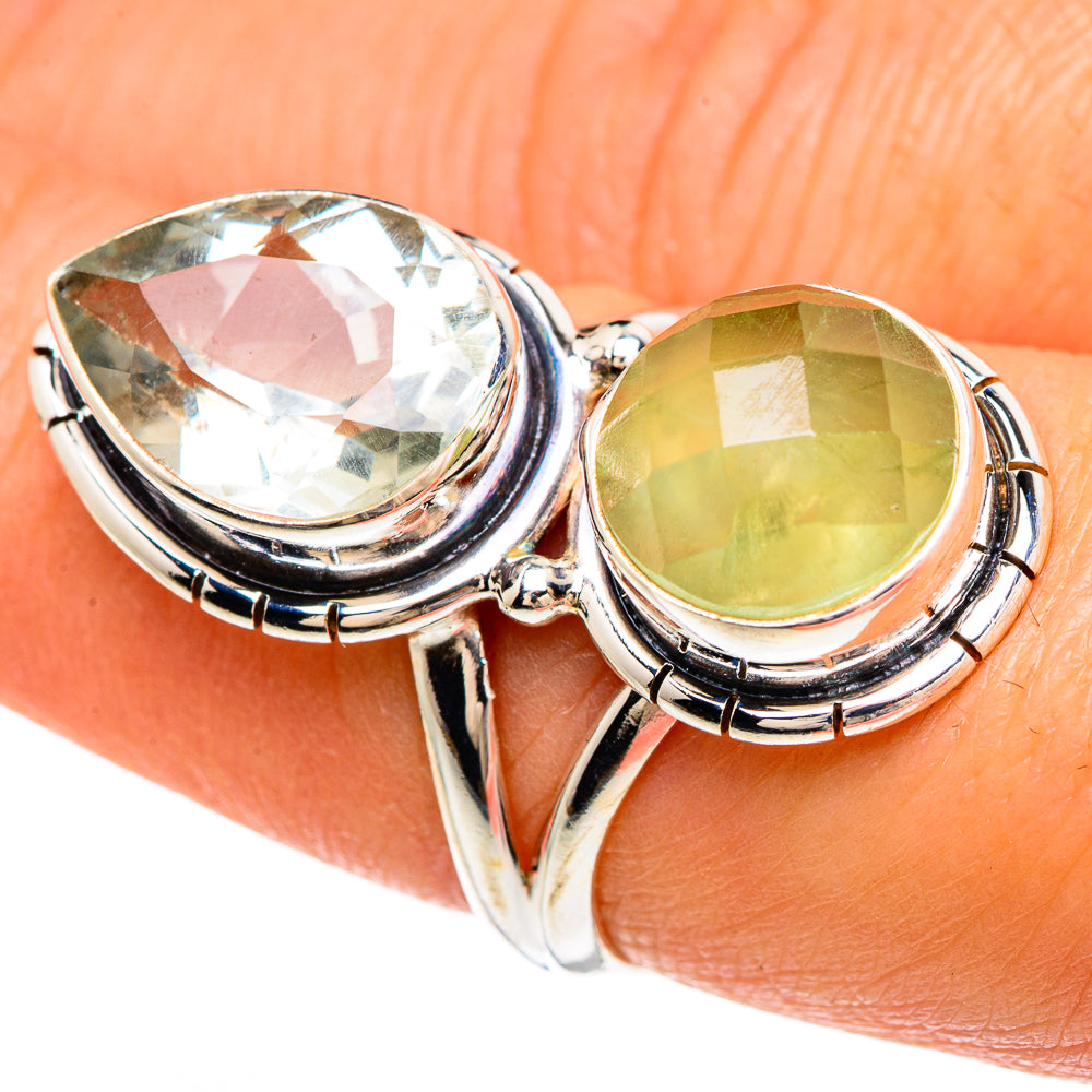 Prehnite, White Quartz Rings handcrafted by Ana Silver Co - RING85055
