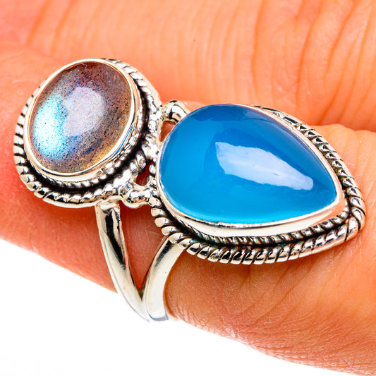 Chalcedony, Labradorite Rings handcrafted by Ana Silver Co - RING85068