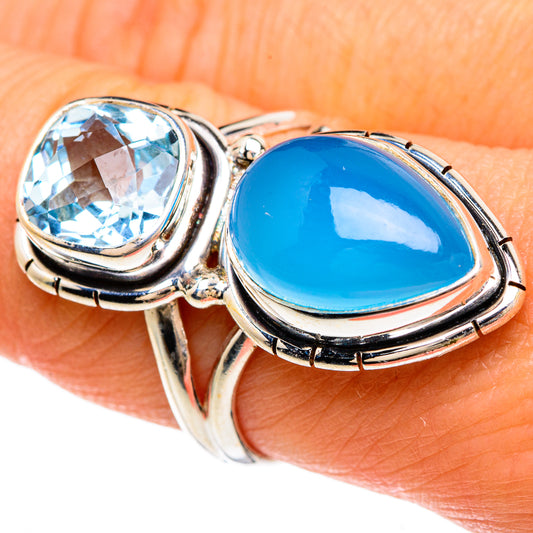 Chalcedony, Blue Topaz Rings handcrafted by Ana Silver Co - RING85070