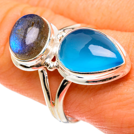 Chalcedony, Labradorite Rings handcrafted by Ana Silver Co - RING85071