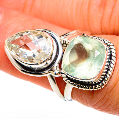 Prehnite, White Quartz Rings handcrafted by Ana Silver Co - RING85072