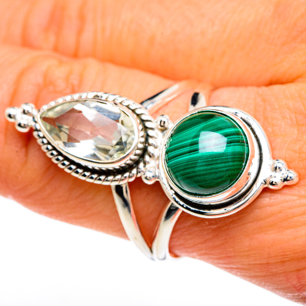 Malachite, White Quartz Rings handcrafted by Ana Silver Co - RING85073