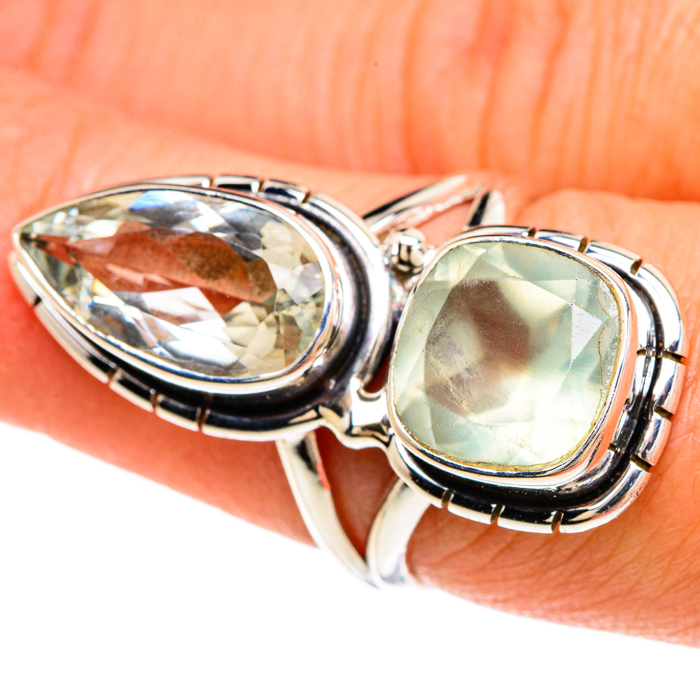 Prehnite, White Quartz Rings handcrafted by Ana Silver Co - RING85075