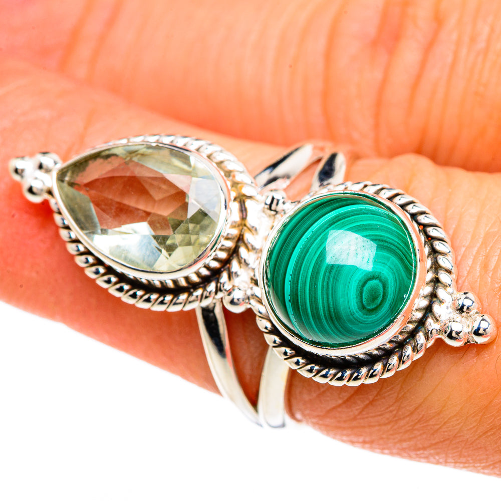Malachite, White Quartz Rings handcrafted by Ana Silver Co - RING85076