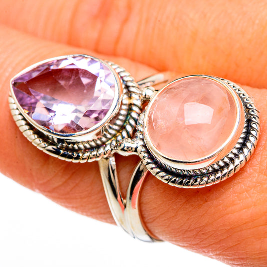 Rose Quartz, Kunzite Rings handcrafted by Ana Silver Co - RING85084