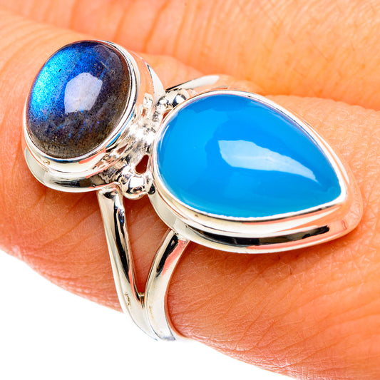 Chalcedony, Labradorite Rings handcrafted by Ana Silver Co - RING85085