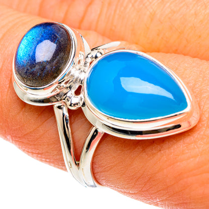 Chalcedony, Labradorite Rings handcrafted by Ana Silver Co - RING85085