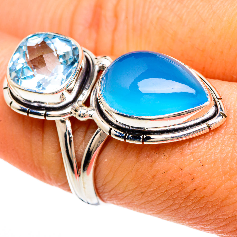 Chalcedony, Blue Topaz Rings handcrafted by Ana Silver Co - RING85086