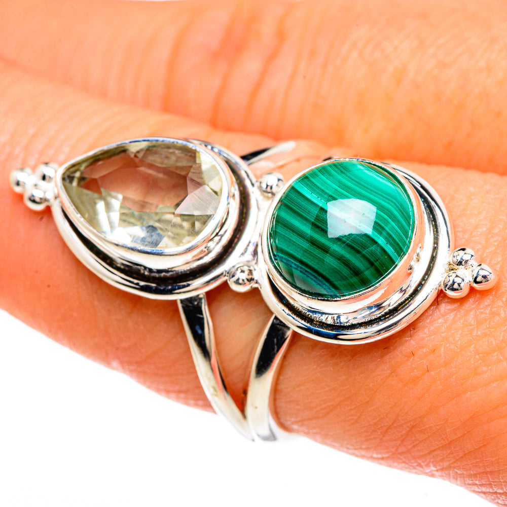 Malachite, White Quartz Rings handcrafted by Ana Silver Co - RING85089