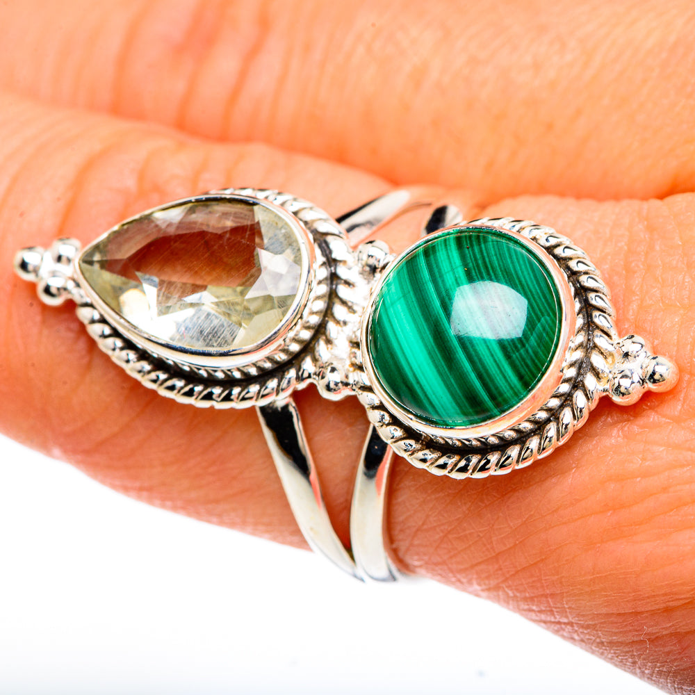 Malachite, White Quartz Rings handcrafted by Ana Silver Co - RING85090