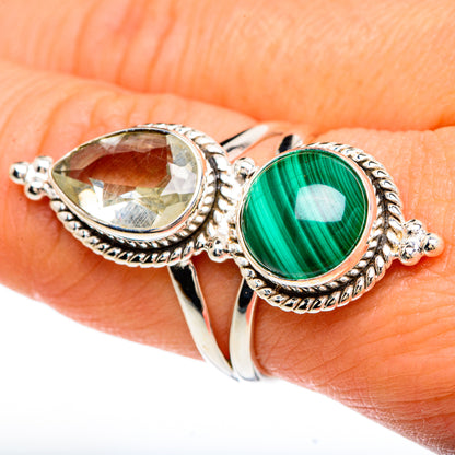 Malachite, White Quartz Rings handcrafted by Ana Silver Co - RING85090