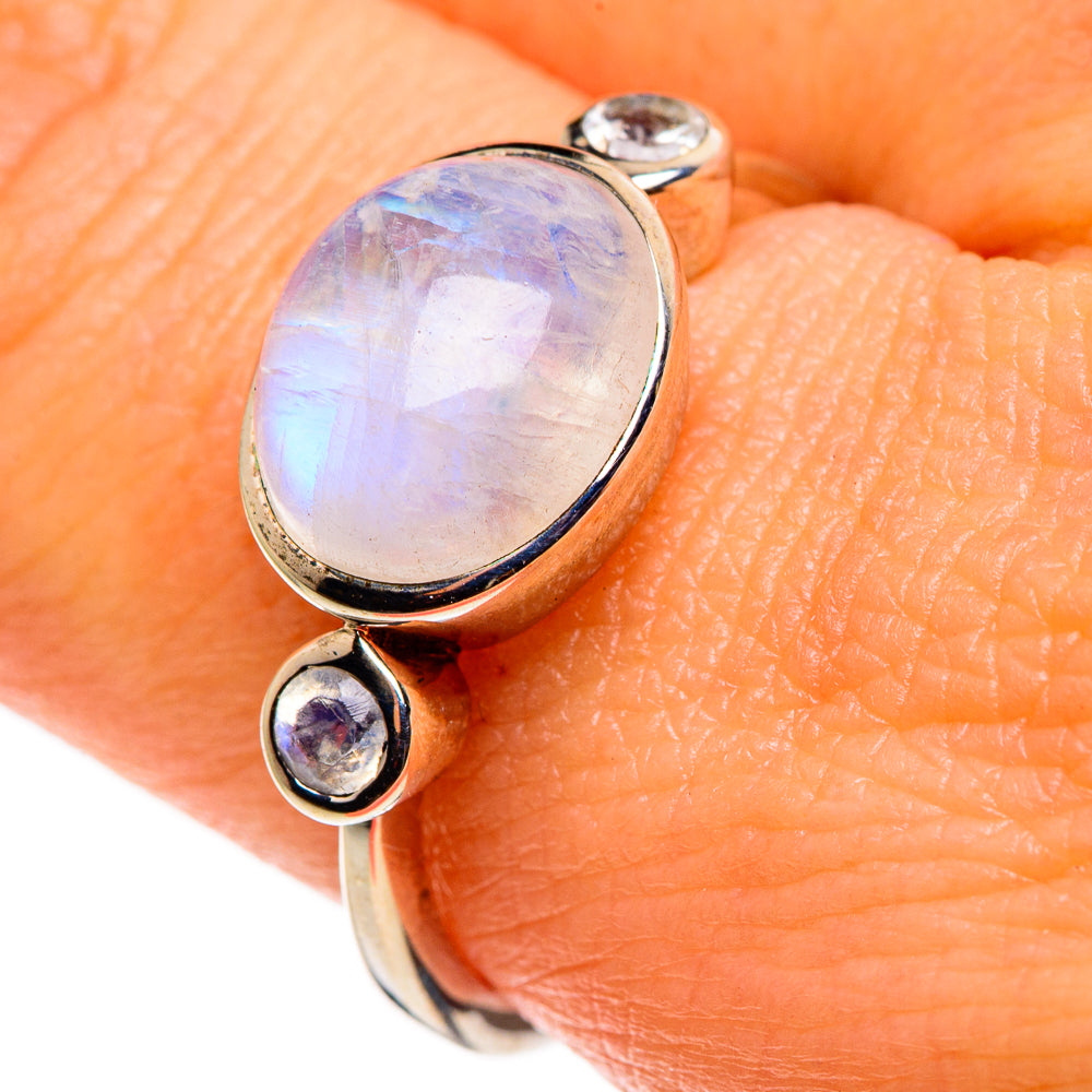 Rainbow Moonstone Rings handcrafted by Ana Silver Co - RING85131