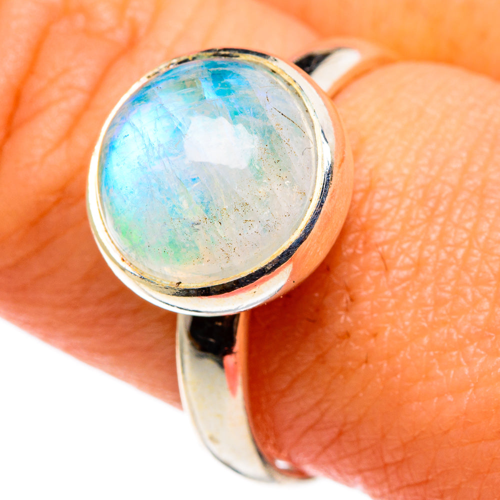 Rainbow Moonstone Rings handcrafted by Ana Silver Co - RING85146
