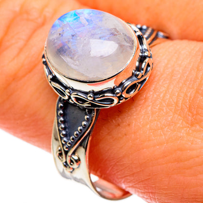 Rainbow Moonstone Rings handcrafted by Ana Silver Co - RING85175