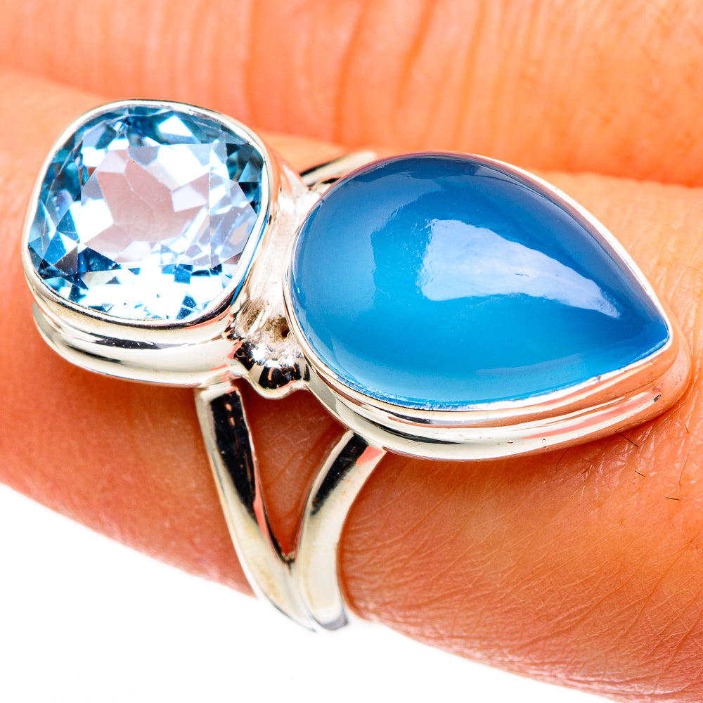Aqua Chalcedony Rings handcrafted by Ana Silver Co - RING85235
