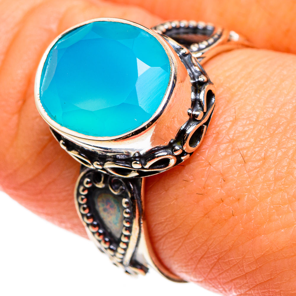 Aqua Chalcedony Rings handcrafted by Ana Silver Co - RING85236
