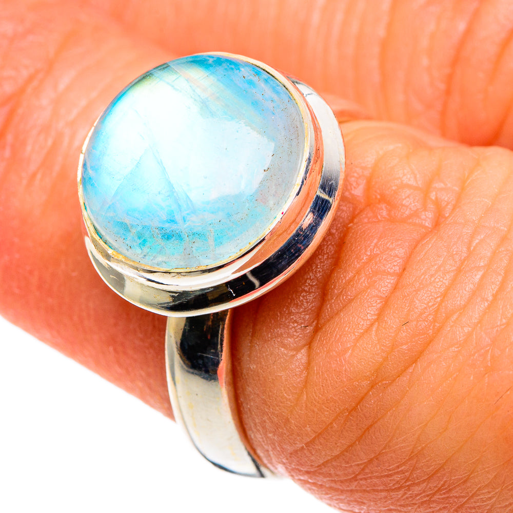 Rainbow Moonstone Rings handcrafted by Ana Silver Co - RING85241