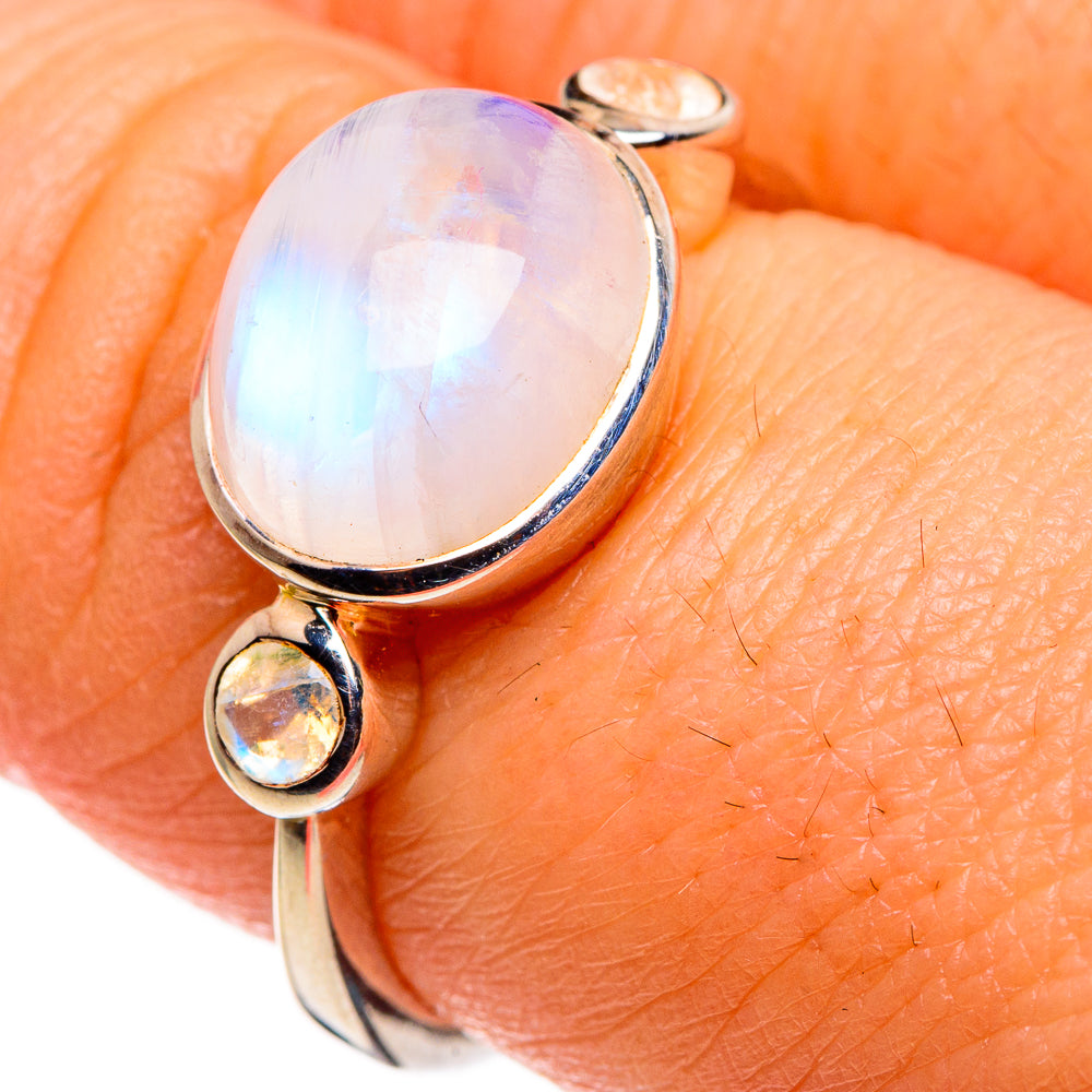 Rainbow Moonstone Rings handcrafted by Ana Silver Co - RING85269