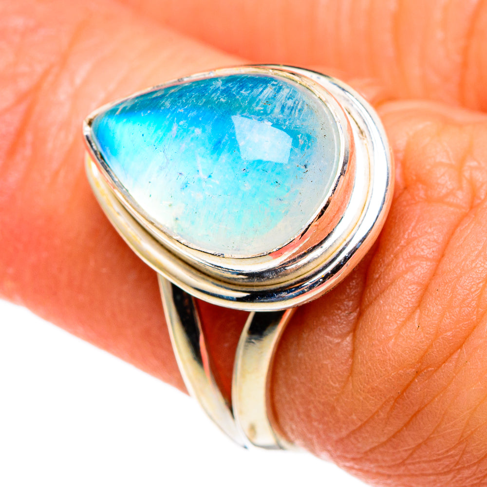 Rainbow Moonstone Rings handcrafted by Ana Silver Co - RING85284