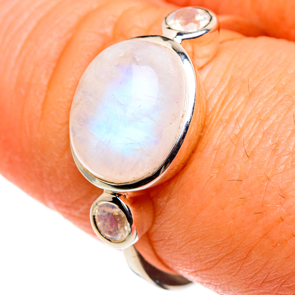 Rainbow Moonstone Rings handcrafted by Ana Silver Co - RING85316