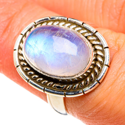 Rainbow Moonstone Rings handcrafted by Ana Silver Co - RING85317