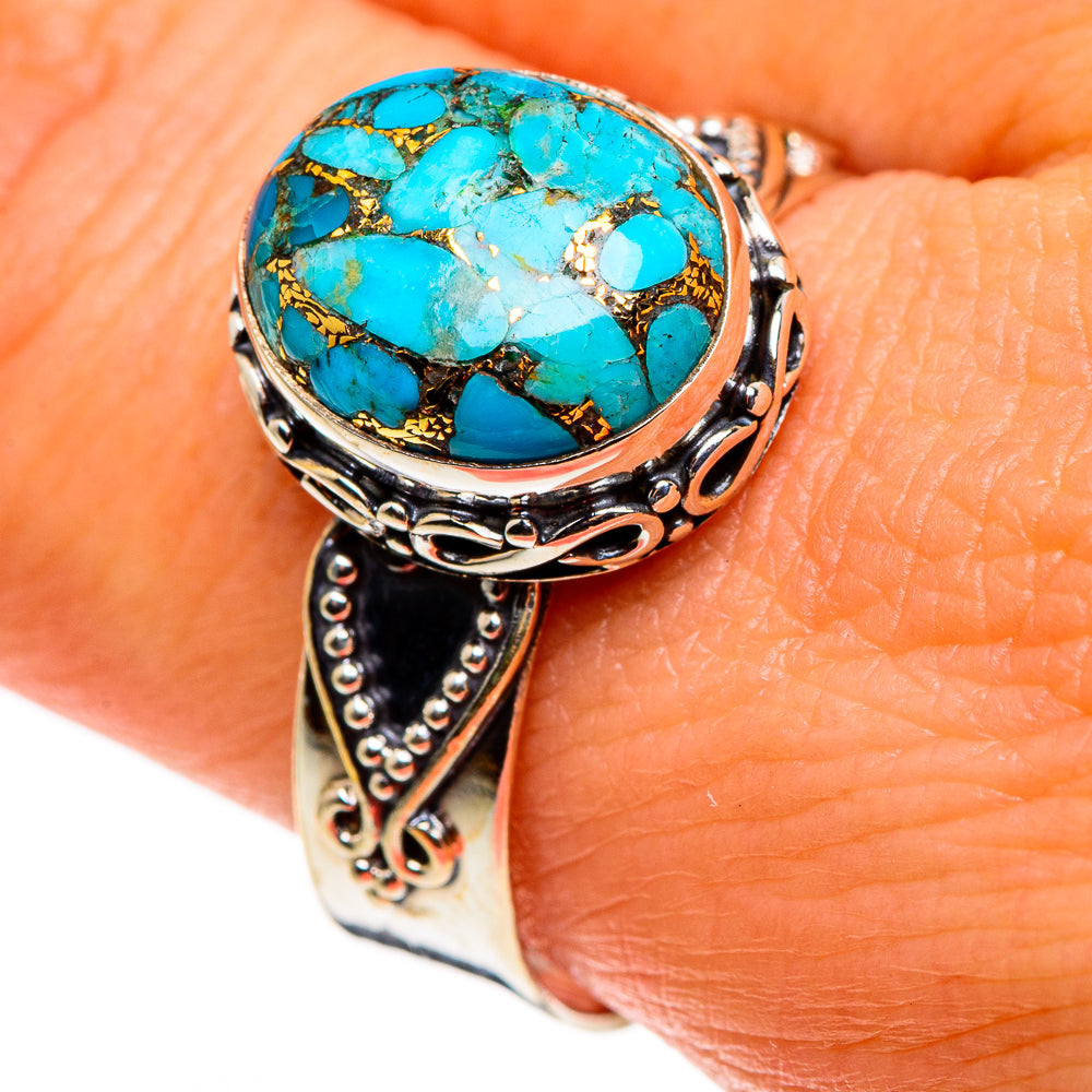 Blue Copper Composite Turquoise Rings handcrafted by Ana Silver Co - RING85322