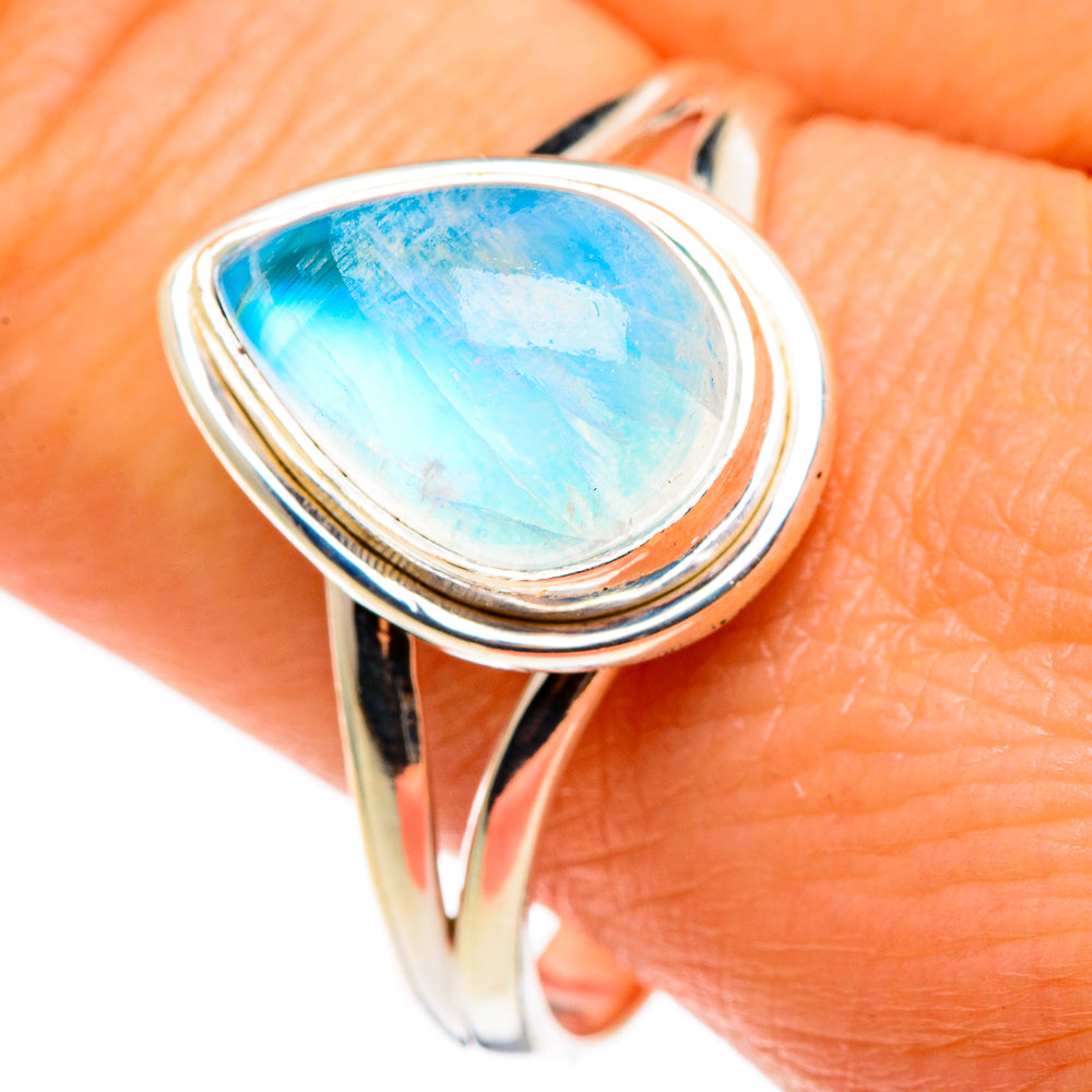 Rainbow Moonstone Rings handcrafted by Ana Silver Co - RING85326