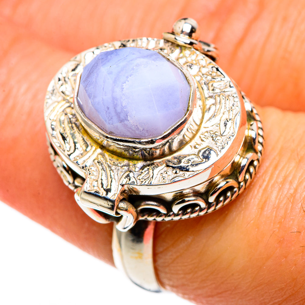 Blue Lace Agate Rings handcrafted by Ana Silver Co - RING85349