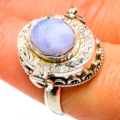 Blue Lace Agate Rings handcrafted by Ana Silver Co - RING85349