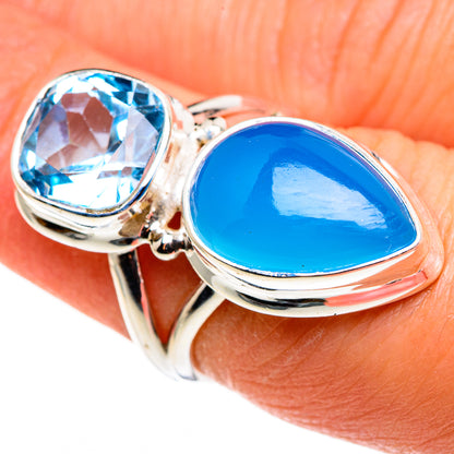 Aqua Chalcedony Rings handcrafted by Ana Silver Co - RING85359