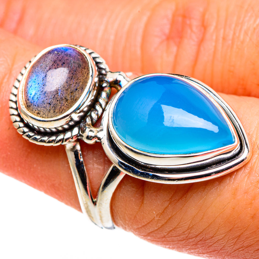 Aqua Chalcedony Rings handcrafted by Ana Silver Co - RING85386