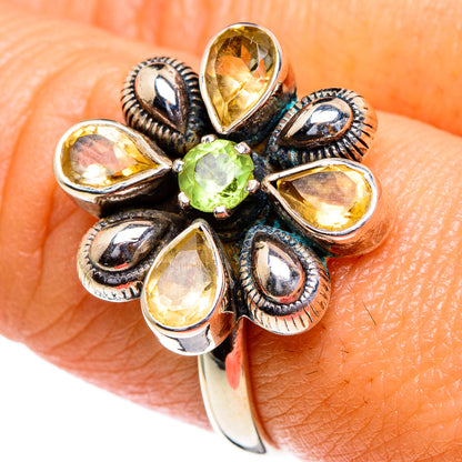 Citrine, Peridot Rings handcrafted by Ana Silver Co - RING85416