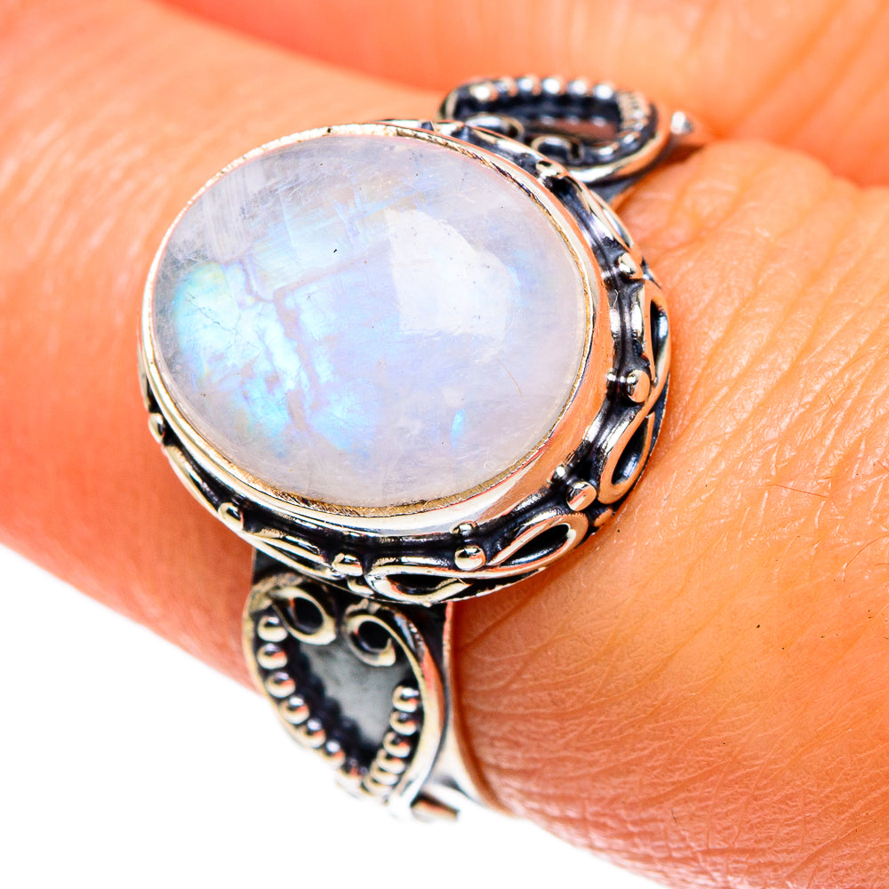 Rainbow Moonstone Rings handcrafted by Ana Silver Co - RING85438