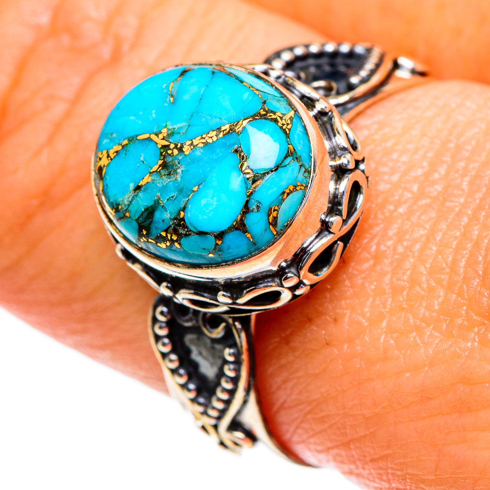 Blue Copper Composite Turquoise Rings handcrafted by Ana Silver Co - RING85446