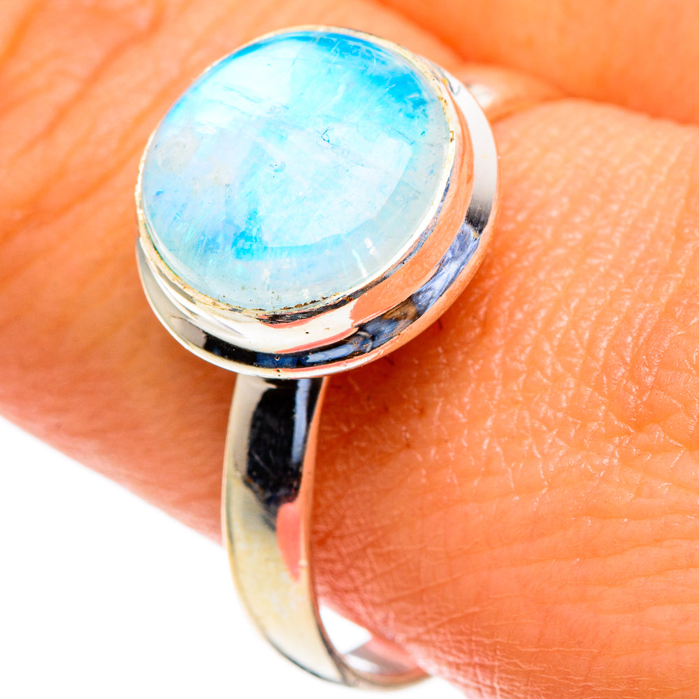 Rainbow Moonstone Rings handcrafted by Ana Silver Co - RING85454