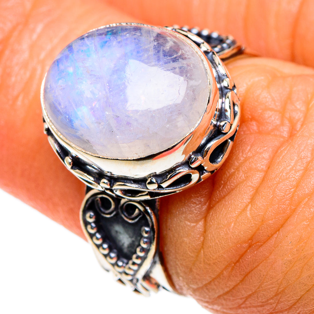Rainbow Moonstone Rings handcrafted by Ana Silver Co - RING85483