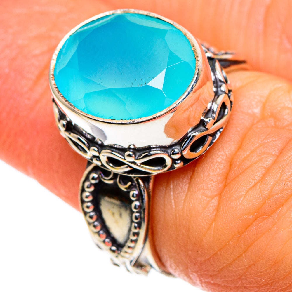 Aqua Chalcedony Rings handcrafted by Ana Silver Co - RING85500